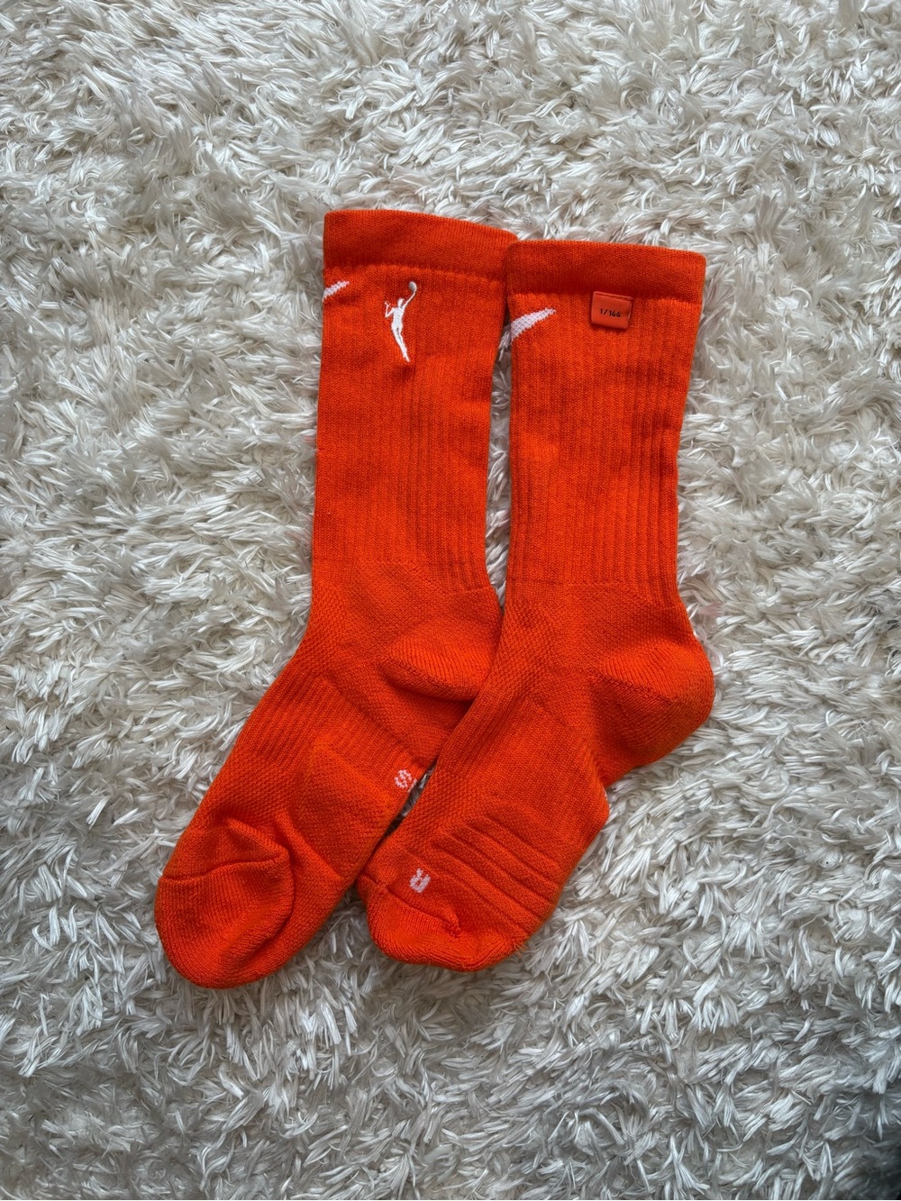 Women’s WNBA Crew Socks Orange Basketball Logo Cushioned Athletic Support